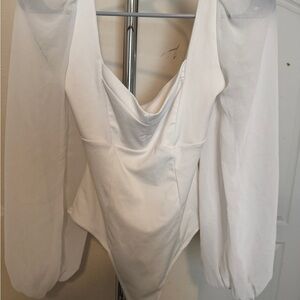 Elegant White Long Sleeve Bodysuit